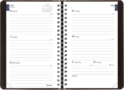 Blueline Essential Academic Weekly/Monthly Planner, 13 Months, July 2023 to July 2024, Twin-Wire Binding, Soft Vicuana Cover, 8" x 5", Black (CA101.BLK-24) in Kuwait