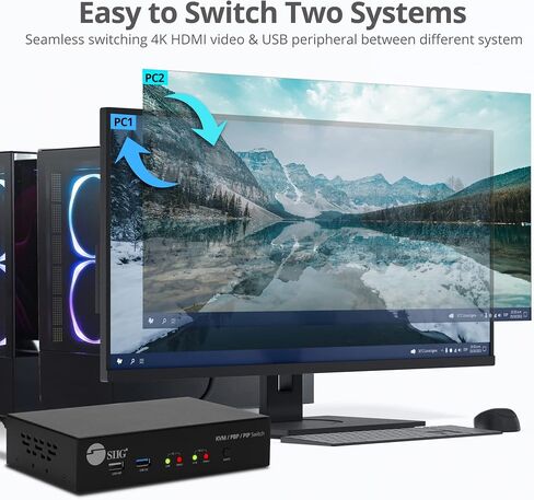 SIIG 4K DisplayPort 4-Port KVM Switch with Audio and Microphone, DP 1.2 4K60, USB 3.0 x4, USB 2.0 x2, Cables Included, Hotkey Control, TAA Compliant, ESD Protection, Metal housing (CE-DP0G11-S1) in Saudi Arabia