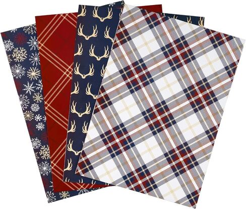 MAYPLUSS Christmas Wrapping Paper Roll - Mini Roll - 17.3 inch X 120 inch Per roll - 3 Different Red & Black Plaid Design (43.2 sq.ft.ttl) in Saudi Arabia