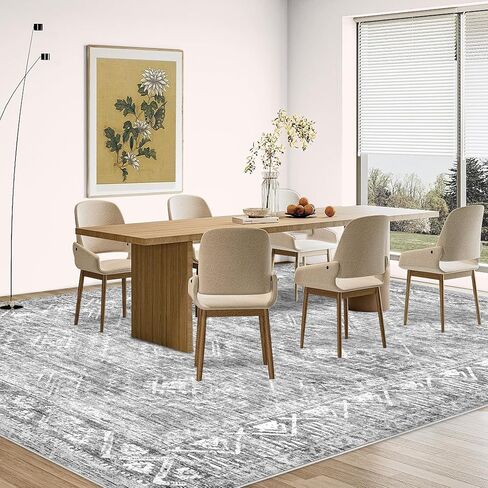 سجادة مغربية كبيرة المساحة 5 × 7 - سجادة ناعمة قابلة للغسل في الغسالة بتصميم هندسي بوهو المتعثرة، سجادة أرضية داخلية مقاومة للبقع لغرفة النوم وطاولة الطعام وغرفة الأطفال والمكتب المنزلي (5 × 7، بيج) in Kuwait