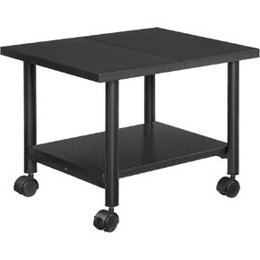 HOOBRO Printer Stand, 2-Tier Industrial Under Desk Printer Cart with Shelf, Mobile Heavy Duty Storage Rack on Wheels for Home, Office, Rustic Brown and Black BF02PS01G1 in Kuwait