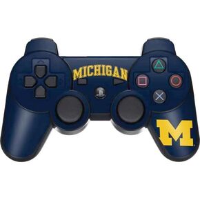 Skinit Skinit Gaming Gaming Continger مع PS3 Dual Shock Wireless Controller - College College Michigan M Design