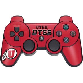 Skinit Decal Gaming Skin Compatible with PS3 Dual Shock Wireless Controller - Officially Licensed College Utah Utes Text on Red Design