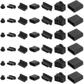 50 Pcs USB Cover Cap, Silicone Anti Dust Plugs Charging Port Protector Stoppers Multifunctional Computer Accessories Ethernet Protector Stoppers for USB C and A, HDMI, RJ45, 3.5 mm Headphone (7 Types)