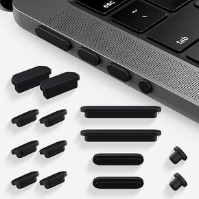 USB C Dust Plug, 14 Pack Dust Plug Covers for 2025-2021 MacBook Pro 14" 16" M4 M3 M2 M1 Pro/Max, Dust Cover for HDMI, Thunderbolt, SDXC, Magsafe & Headphone Accessories Protective Caps Set