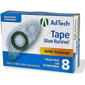 عبوات شريط لاصق دائمة من AdTech 05674، عبوة من 8 قطع، شفافة