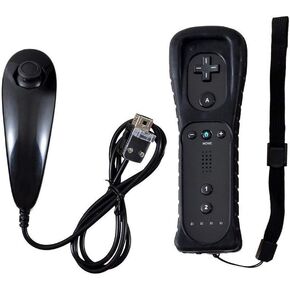 لـ Nintend Wii Game Console مجموعة اليمين اليمنى لـ Wii Nunchuck Anchuck Accessories Remote Controller (No Motion Plus) (اللون: أسود)