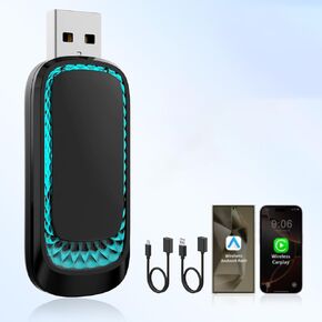 محول CarPlay اللاسلكي و Android Auto ، 2 في 1 Mini Seven-Color ، يحول المصنع السلكية إلى Carplay Dongle Pluge & Play Adapter اللاسلكي لـ Apple iPhone iOS 10+ و Cars من 2015+