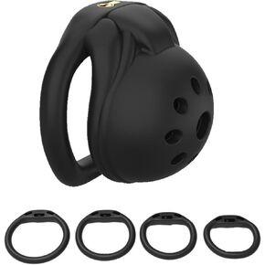 New Men's Embedded Small Locking core Honeycomb Safety cage, Ventilated and Breathable, with Four Fixed carabiners (38mm/43mm/48mm/52mm) (Black, Flat Rings)