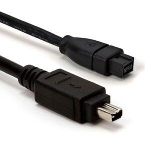 Black IEEE 1394 Firewire 800 to Firewire 400 Cable, 9 Pin/4 Pin Male/Male - 15 FT