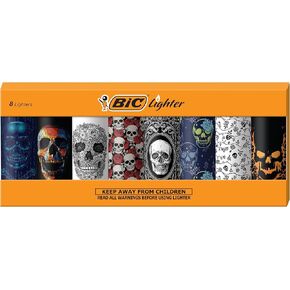 BIC Special Edition Skulls Series Maxi Pocket Lighters, Great for Lighting Candles, Set of 8 Lighters