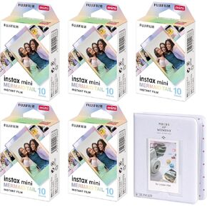Fujifilm Instax Mini Mermaid Tail Film, 5-Packs of 10 Exposures + Slinger Photo Album for Instax Mini