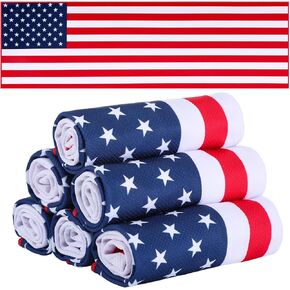 Shihanee 6 Pack American Flag Summer Cooling Towel for Men Women 40"x12" Novelty Patriotic Cooling Towel for Neck and Face 4th of July Cool Supplies