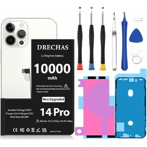 [10000mAh]Battery for iPhone 14 Pro, Upgraded High Capacity 0 Cycle Li-Polymer Replacement Battery for iPhone 14 Pro Models A2650, A2889, A2890, A2892 with Complete Professional Repair Tool Kit