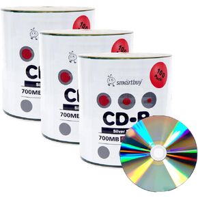 Smart Buy Shiny Silver Top CD-R 300-Pack 700mb 52x Blank Recordable Discs, 300 Disc, 300pk