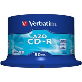 Verbatim 43343 700MB 52x CD-R AZO Crystal 50 Pack Spindle