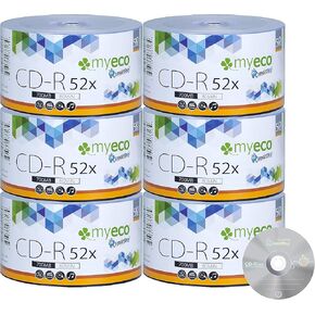 300 Pack MyEco CD-R CDR 52X 700MB 80Min Economy Branded Logo Top Write Once Blank Media Record Disc