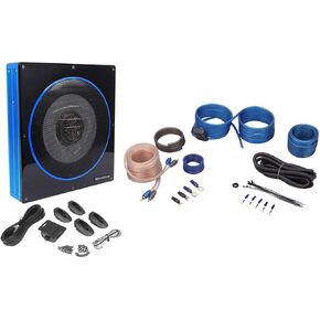 Rockville RW10CA 10" 800 Watt Under-Seat Slim Amplified Car Subwoofer +Wire Kit