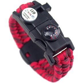 21 in 1 Survival Bracelet, 7 Core Paracord Emergency Sports Wristband Gear Kit Waterproof Compass, SOS LED Light, Thermometer, Rescue Whistle, Fire Starter Multi-Tool Wilderness Adventure Accessories
