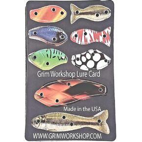 Grim Workshop Lure Card - Assorted Fishing Lure Card - 8 Piece Portable Fishing Kit