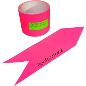 Roll of 50 Arrow Stickers (Pink) Hi-Viz Removable Eco-Friendly Directional Arrows for Outdoor Pavement Stress Free Route Marking Perfect for 5k 10k Make Participants Feel Safe & Happy