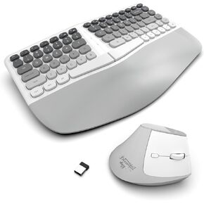 Ergonomic Wireless Keyboard and Mouse Set Creamy Wireless Keyboard Silent Mice Set with Wrist Rest for Computer, Laptop, PC, Mac, Windows