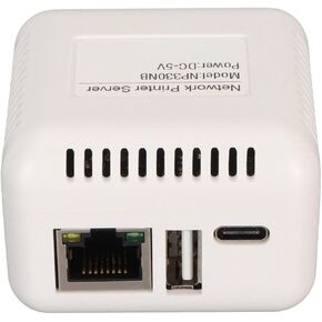 Network Printer Server, USB 2.0 Computer Print Server Adapter 100-240V Multiple Interfaces Multi User Sharing Portable for Home for Windows (US Plug)
