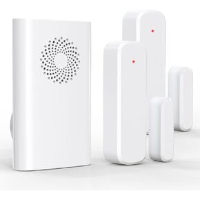 Wireless Door Chime, Door Open Sensor Alarm When Entry Business/Office/Store (500ft Range 51 Ringer Adjustable Volume) Home Alert Bell for Kid/Toddler Safety,1 Receiver +4 Sensors