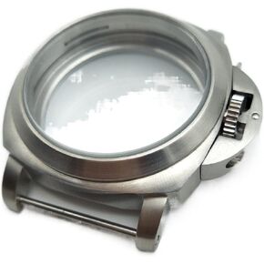Watch 44mm stainless steel silver Back cover perspective brushed watch case for 6497/6498 movement 44-450 watch case