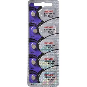 5 Maxell SR626SW 377 Silver Oxide Watch Batteries