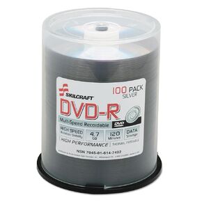 القدرة - 7045016147492 - حزمة Skilcraft® 4.7GB DVD -R 100 مع المغزل - 100 وحدة