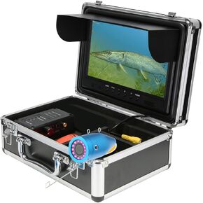 Underwater Fishing Camera 9'' LCD Screen Fish Finders Waterproof 1000TVL Ice Fishing Camera 12pcs Infrared Lights,4500mAh Battery,49FT/15M Cable for Lake Boat Ice Fishing