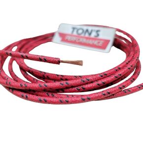 10 feet Uncut Continuous roll 14 Gauge 14ga Vintage Braided Cloth Covered Primary Wire (Red with Black)
