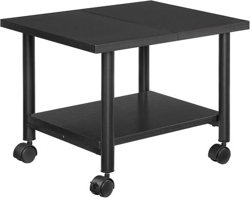 HOOBRO Printer Stand, 2-Tier Industrial Under Desk Printer Cart with Shelf, Mobile Heavy Duty Storage Rack on Wheels for Home, Office, Rustic Brown and Black BF02PS01G1 in Kuwait