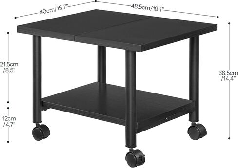 HOOBRO Printer Stand, 2-Tier Industrial Under Desk Printer Cart with Shelf, Mobile Heavy Duty Storage Rack on Wheels for Home, Office, Rustic Brown and Black BF02PS01G1 in Kuwait