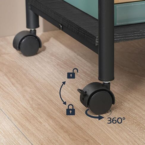 HOOBRO Printer Stand, 2-Tier Industrial Under Desk Printer Cart with Shelf, Mobile Heavy Duty Storage Rack on Wheels for Home, Office, Rustic Brown and Black BF02PS01G1 in Kuwait