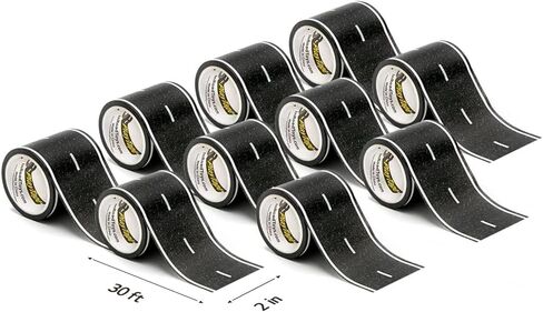 بلاي تيب 30x2 بوصة شريط أسود للطريق مع بكرات منحنية مقاس 2 بوصة, 30x2" 4 Roll of Road Tape, 1 Roll of Curve Tape in Kuwait