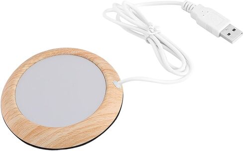USB Coffee Mug Warmer و Coffee Coffe Worder Walnut Wood والمعادن ، 5 فولت USB ، لمعظم فنجان من الفولاذ المقاوم للصدأ ، زجاجة تغذية ، سيراميك ، زجاجيك ، سطح المكتب ، (الحبوب الجوز العميقة) in Saudi Arabia