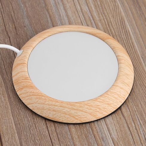 USB Coffee Mug Warmer و Coffee Coffe Worder Walnut Wood والمعادن ، 5 فولت USB ، لمعظم فنجان من الفولاذ المقاوم للصدأ ، زجاجة تغذية ، سيراميك ، زجاجيك ، سطح المكتب ، (الحبوب الجوز العميقة) in Saudi Arabia