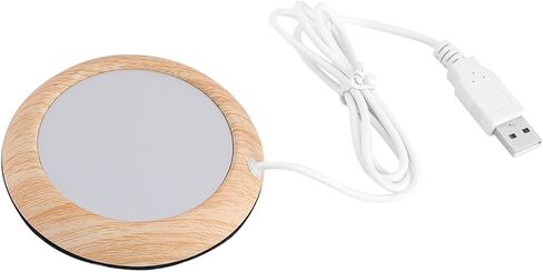 USB Coffee Mug Warmer و Coffee Coffe Worder Walnut Wood والمعادن ، 5 فولت USB ، لمعظم فنجان من الفولاذ المقاوم للصدأ ، زجاجة تغذية ، سيراميك ، زجاجيك ، سطح المكتب ، (الحبوب الجوز العميقة) in Saudi Arabia