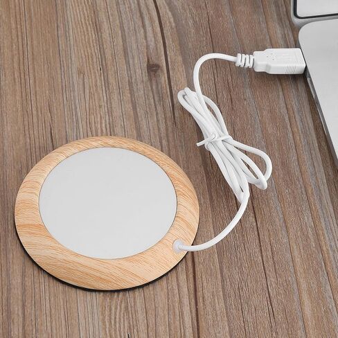 USB Coffee Mug Warmer و Coffee Coffe Worder Walnut Wood والمعادن ، 5 فولت USB ، لمعظم فنجان من الفولاذ المقاوم للصدأ ، زجاجة تغذية ، سيراميك ، زجاجيك ، سطح المكتب ، (الحبوب الجوز العميقة) in Saudi Arabia