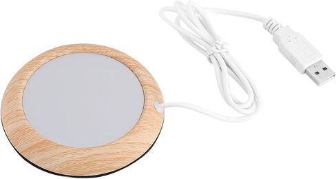 USB Coffee Mug Warmer و Coffee Coffe Worder Walnut Wood والمعادن ، 5 فولت USB ، لمعظم فنجان من الفولاذ المقاوم للصدأ ، زجاجة تغذية ، سيراميك ، زجاجيك ، سطح المكتب ، (الحبوب الجوز العميقة) in Saudi Arabia