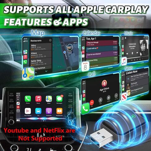 Wireless Carplay Adapter for iPhone & Android Auto 2-in-1, Convert Factory Wired to Wireless Carplay Dongle, Plug & Play Carplay Wireless Adapter for iPhone iOS 10+ in Saudi Arabia