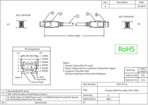 CableWholesale 6 Feet IEEE-1394, 6P/6P Firewire Cable (10E3-01106) in Saudi Arabia
