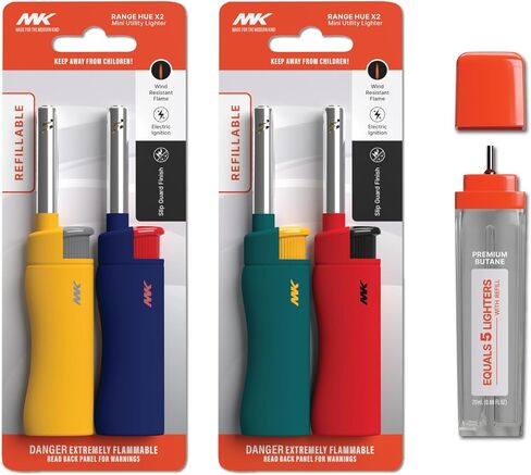 MK 4PCS Candle Lighters with 1PC Premium Butane Set, Windproof Flame, Ideal for Candle, BBQ Lighters in Saudi Arabia
