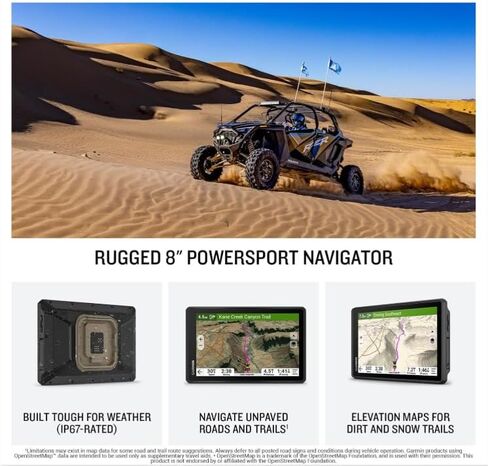 Garmin Tread 2 Overland Edition-8 "All-Terrain GPS Navigator للسفر خارج الشبكة مع ملاحة درب بدوره ، وخرائط Topo & Satellite ، و Weather ، وركوب المجموعة + قابلة للارتداء. in Saudi Arabia