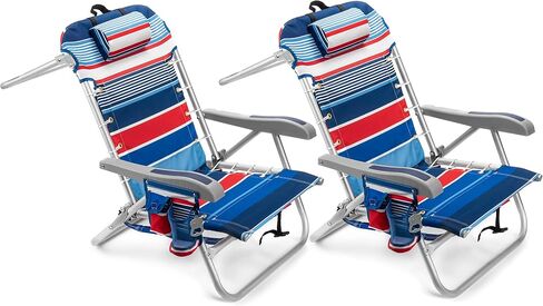 Homevative Cooler+ Folding Backpack Beach Chair with 5 Positions, Towel bar, XL Cooler Pouch, Storage Net, Cup and Phone Holder, Breeze, 2 Pack in Saudi Arabia