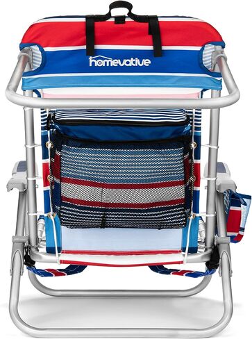 Homevative Cooler+ Folding Backpack Beach Chair with 5 Positions, Towel bar, XL Cooler Pouch, Storage Net, Cup and Phone Holder, Breeze, 2 Pack in Saudi Arabia