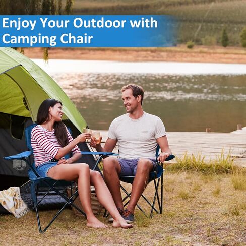Foldable Camping Chair with Cup Holder, Storage Pocket, 225lbs Capacity, Wide Base Feet for Sand/Mud, Sweatproof Portable Outdoor Chair for Hiking, Beach, Sports, Green in Kuwait