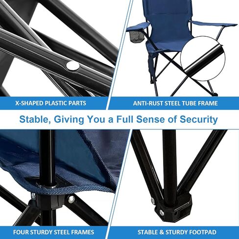 Foldable Camping Chair with Cup Holder, Storage Pocket, 225lbs Capacity, Wide Base Feet for Sand/Mud, Sweatproof Portable Outdoor Chair for Hiking, Beach, Sports, Green in Kuwait